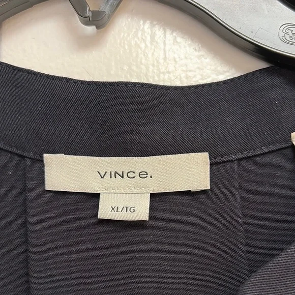 Vince Navy Short-Sleeve Split-Neck Blouse - Picture 2 of 7